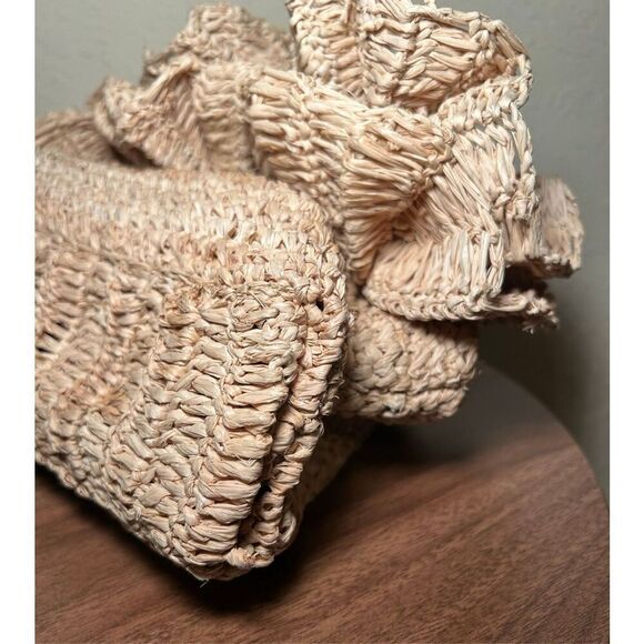 Jason Wu Rose Straw Frame Clutch Bag Tan Beige Natural Beach Coastal Raffia NWT - Picture 4 of 15